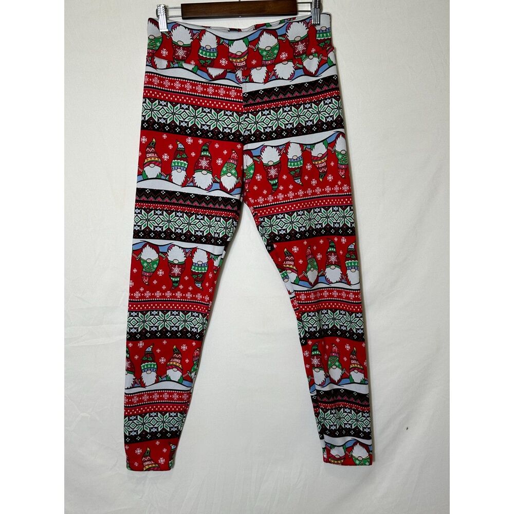 NoBo Christmas Inspired Gnome Leggings Fur Lined, Junior Size 11/13